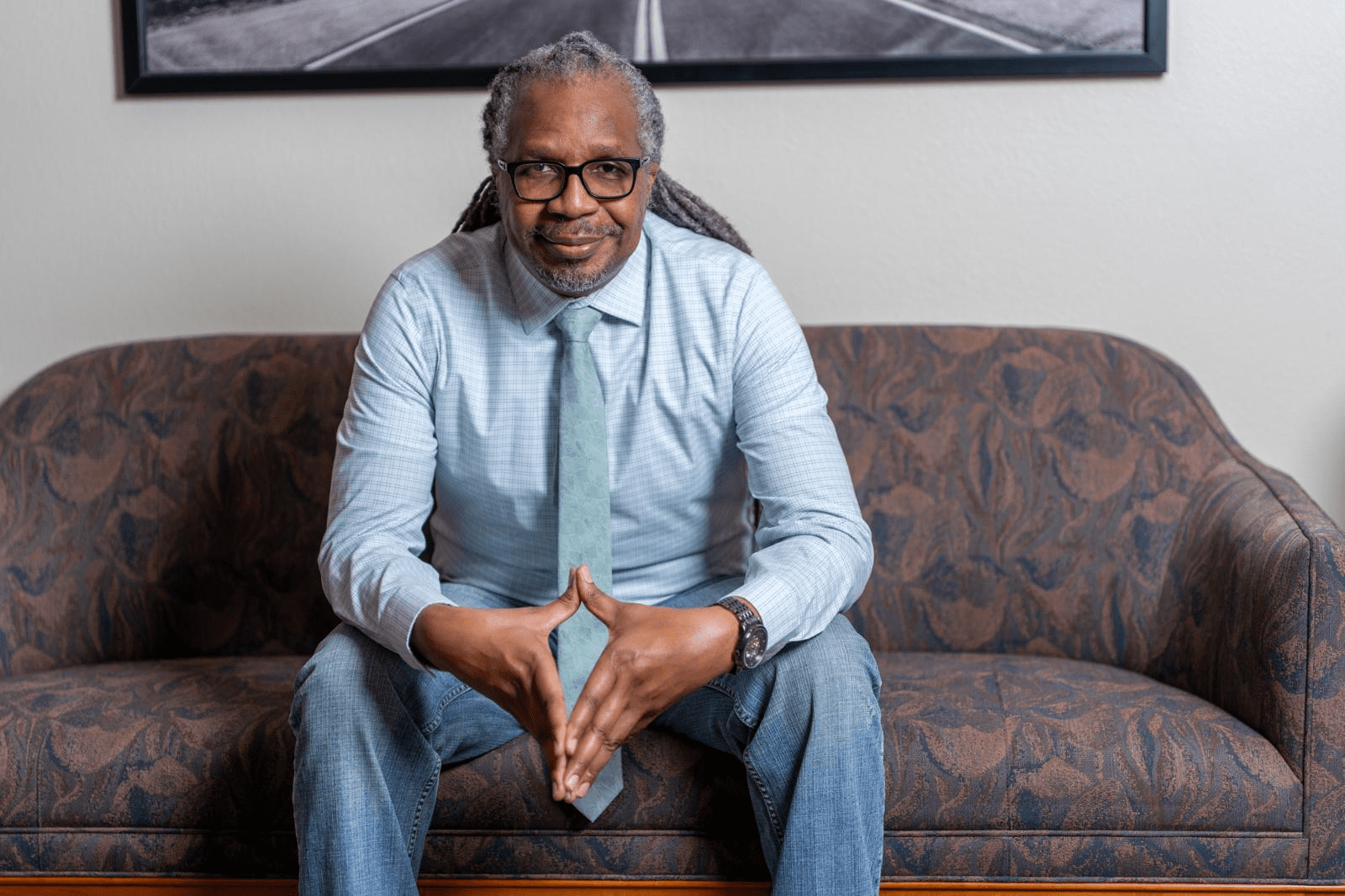 a man sitting
